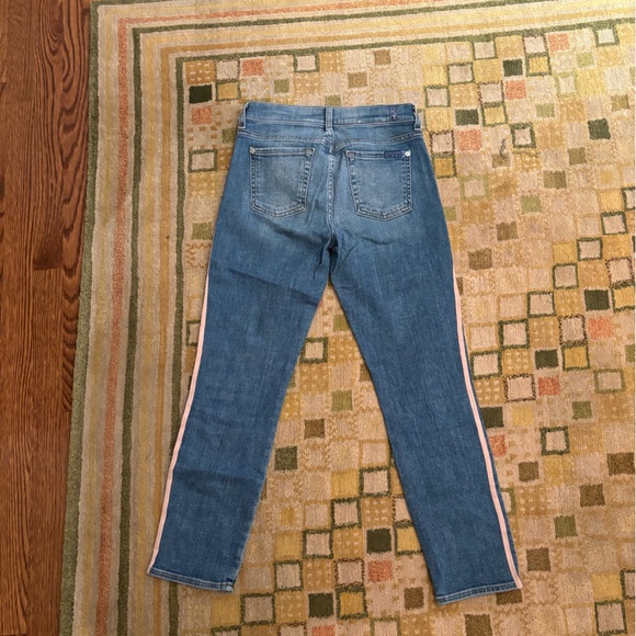 7 for All Mankind Roxanne Ankle Jean with Pink Racing Stripes Size 26 - Picture 3 of 5